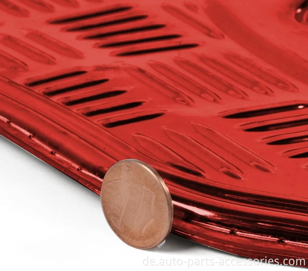 Universeller Fit 3-teiliger Metallic Design Car Floor Mattenmattenschacht Alle Wetter mit Gummi-Rücken (Wein rot)